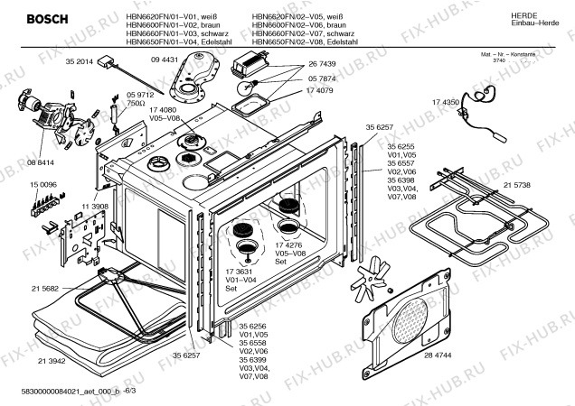 Схема №5 HBN6650FN с изображением Инструкция по эксплуатации для плиты (духовки) Bosch 00526361