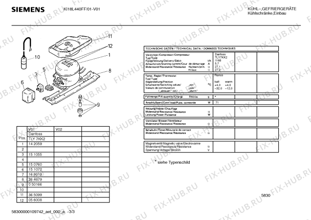 Взрыв-схема холодильника Siemens KI18L440FF - Схема узла 03