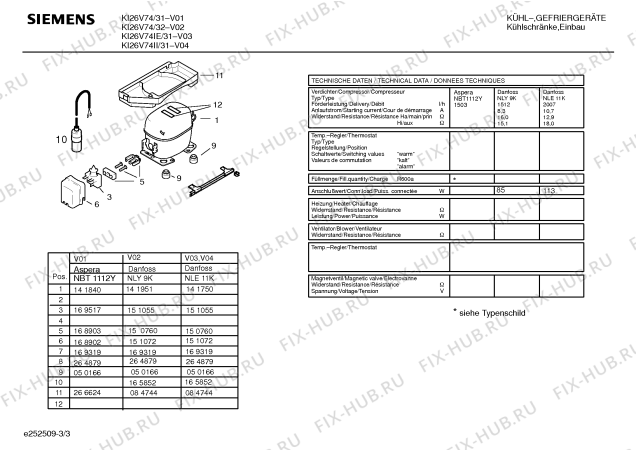 Взрыв-схема холодильника Siemens KI26V74 - Схема узла 03