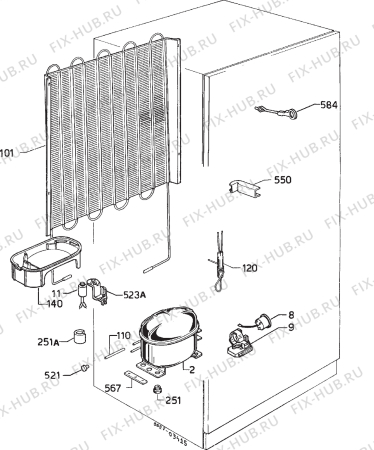 Взрыв-схема холодильника Kuppersbusch IK318.4 - Схема узла Cooling system 017