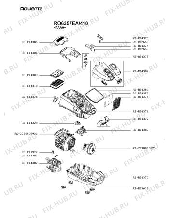 Схема №1 RO6357EA/410 с изображением Наставление для электропылесоса Rowenta RS-RT4376