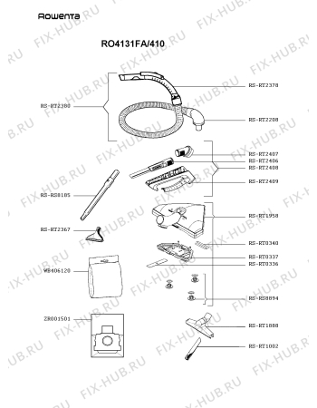 Взрыв-схема пылесоса Rowenta RO4131FA/410 - Схема узла AP002881.0P2