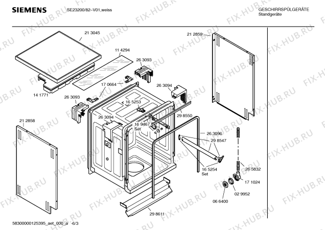 Схема №5 SE23200DK с изображением Инструкция по эксплуатации для электропосудомоечной машины Siemens 00580862