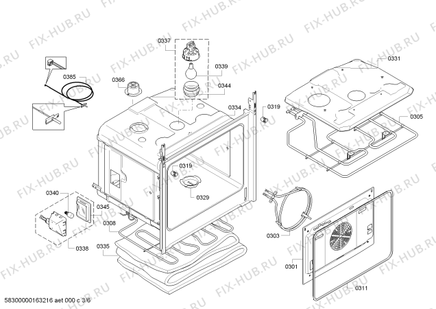 Взрыв-схема плиты (духовки) Bosch HBG56B650T - Схема узла 03