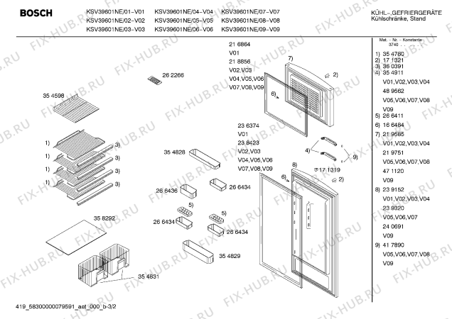 Схема №2 KSU40120GR с изображением Опорная ножка для холодильника Bosch 00171304