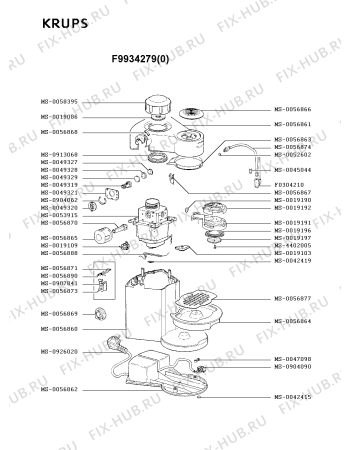 Взрыв-схема кофеварки (кофемашины) Krups F9934279(0) - Схема узла 5P001872.5P2