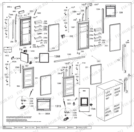 Взрыв-схема холодильника Beko GNE114612X (7248248783) - DOOR ASSEMBLY ( SBS B-2010 )