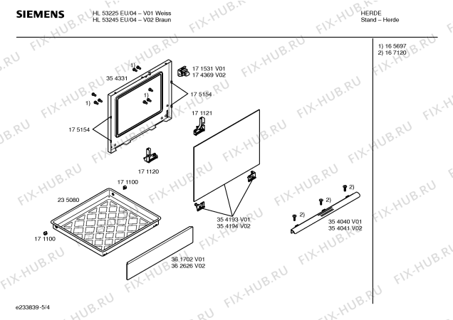 Схема №4 HL53225EU с изображением Стеклокерамика для духового шкафа Siemens 00235103