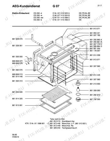 Взрыв-схема плиты (духовки) Aeg ES 200-B - Схема узла Section1