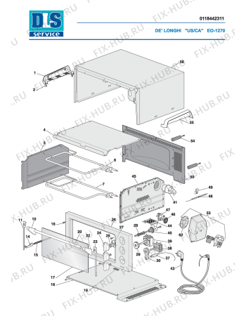 Схема №2 EO1270.B с изображением Корпусная деталь для духового шкафа DELONGHI 7118106300