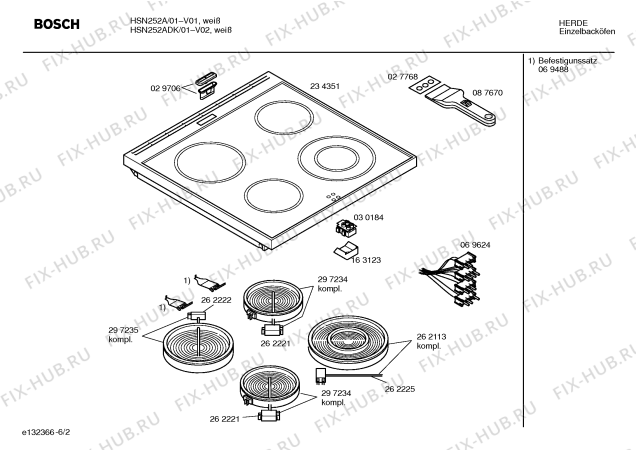 Схема №3 HSN252ADK с изображением Стеклокерамика для плиты (духовки) Bosch 00234351