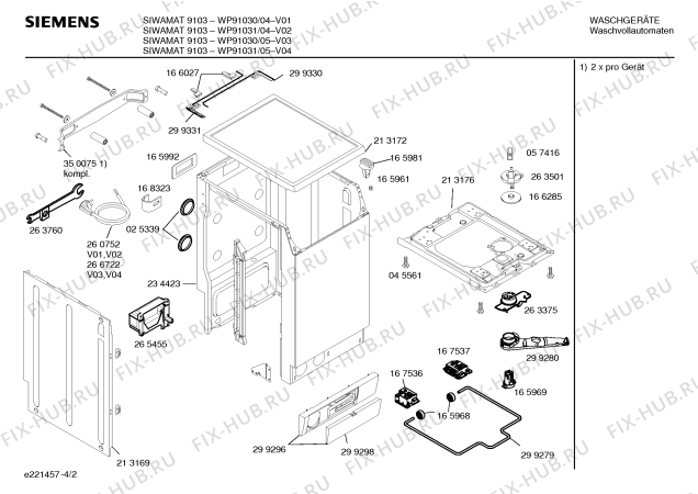 Схема №4 WP91030 SIWAMAT 9103 с изображением Вкладыш в панель для стиральной машины Siemens 00350481