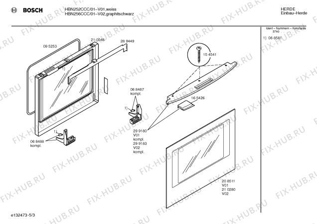 Схема №2 HBN252CCC с изображением Панель управления для плиты (духовки) Bosch 00299677