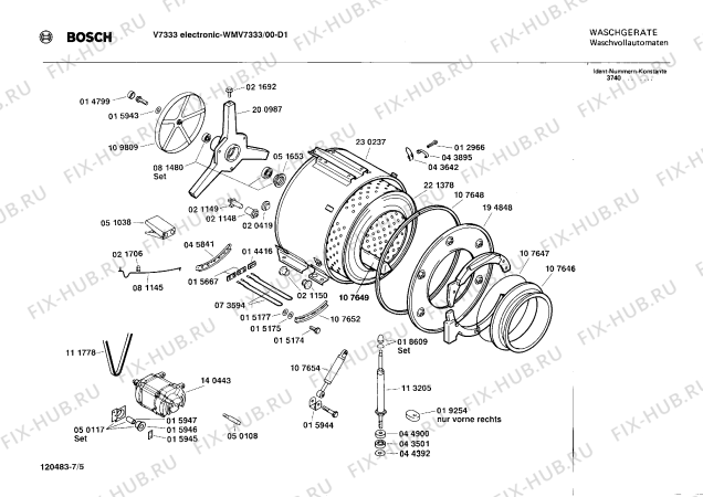 Взрыв-схема стиральной машины Bosch WMV7333 - Схема узла 05