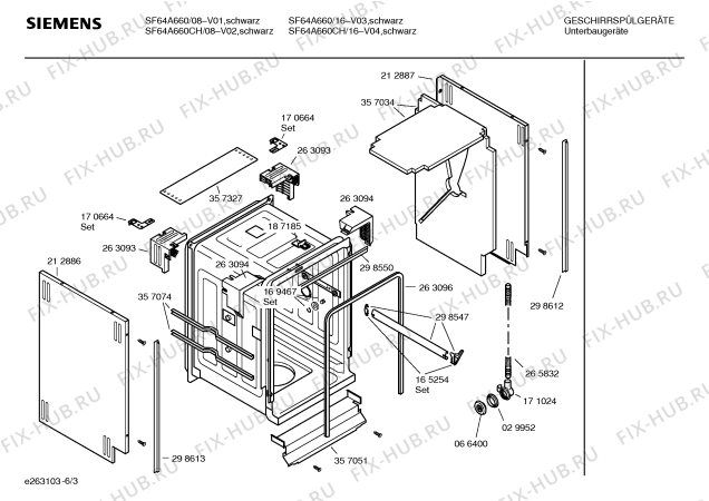Схема №6 SF65A662 с изображением Инструкция по эксплуатации для электропосудомоечной машины Siemens 00583498
