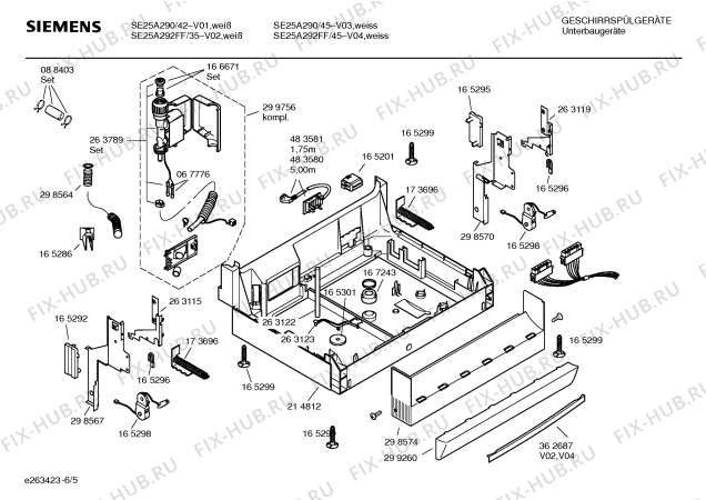 Взрыв-схема посудомоечной машины Siemens SE25A292FF - Схема узла 05