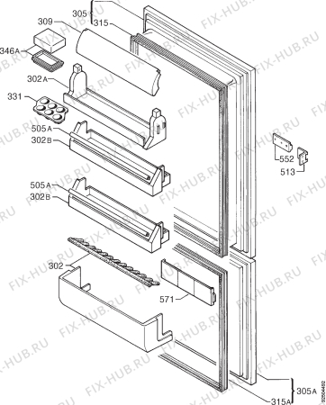 Взрыв-схема холодильника Zanussi ZI718/9K - Схема узла Door 003