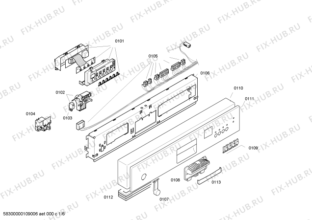 Схема №6 SGI45M05EU с изображением Панель управления для посудомоечной машины Bosch 00440512