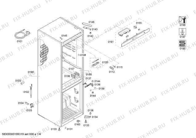 Схема №4 3KF6601W с изображением Дверь для холодильника Bosch 00716076