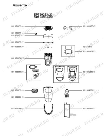 Схема №1 EP7202E4/23 с изображением Элемент корпуса для электроэпилятора Rowenta CS-00128845