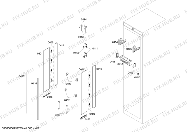 Схема №5 T18IF70NSP с изображением Монтажный набор для холодильника Bosch 00661388