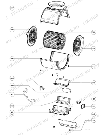 Взрыв-схема вытяжки Aeg Electrolux DD9993-M - Схема узла Section 2