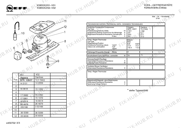 Взрыв-схема холодильника Neff K5855X2 - Схема узла 03