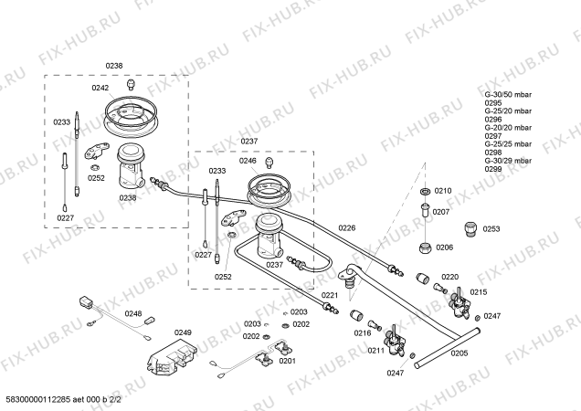 Взрыв-схема плиты (духовки) Bosch PGE375K02P - Схема узла 02