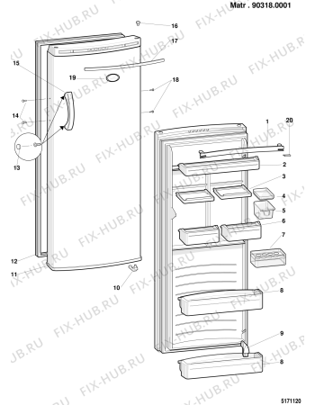 Взрыв-схема холодильника Ariston MC300XEU (F017663) - Схема узла
