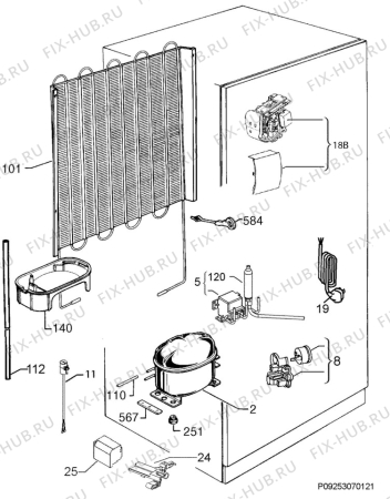 Взрыв-схема холодильника Aeg SCE81811FS - Схема узла Cooling system 017