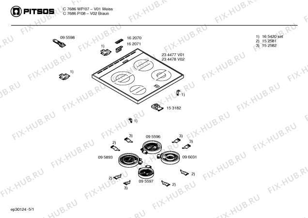 Схема №1 C7626P с изображением Стеклокерамика для плиты (духовки) Bosch 00234478