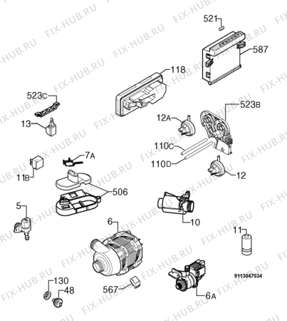 Взрыв-схема посудомоечной машины Rex Electrolux TT10450 - Схема узла Electrical equipment 268