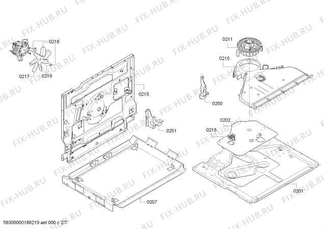 Взрыв-схема плиты (духовки) Bosch HCA743350G - Схема узла 02