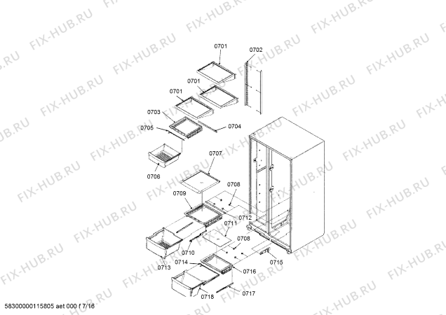 Схема №14 RS495310 с изображением Поднос для холодильной камеры Bosch 00448727