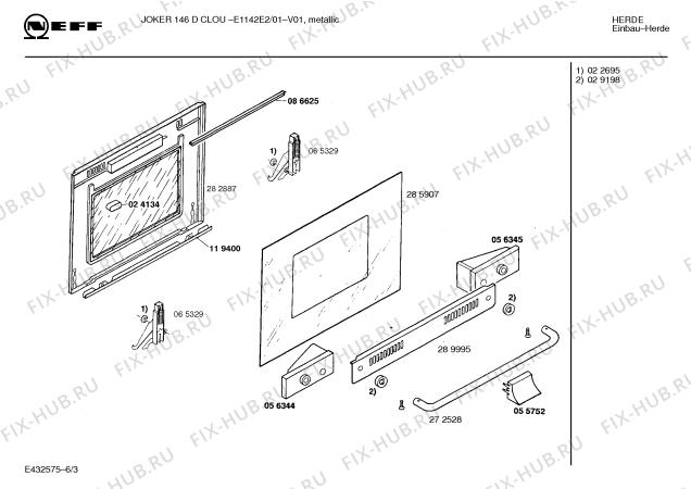 Схема №6 E1142E1 JOKER 146 D CLOU с изображением Ручка управления духовкой для плиты (духовки) Bosch 00153876
