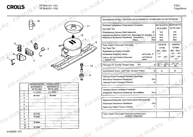 Взрыв-схема холодильника Crolls RF9642 - Схема узла 03