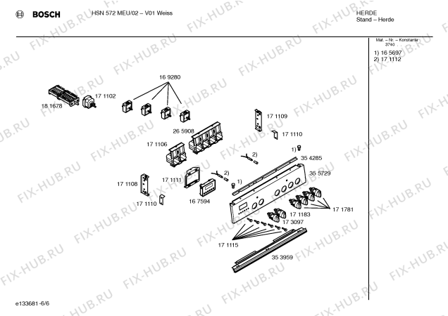 Схема №5 HSN572MEU с изображением Стеклокерамика для плиты (духовки) Bosch 00235622