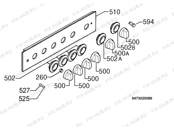 Взрыв-схема плиты (духовки) Rex Electrolux RB650G - Схема узла Command panel 037