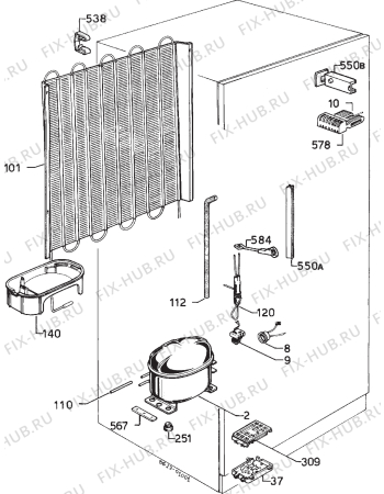 Взрыв-схема холодильника Faure FRC905 - Схема узла Cooling system 017
