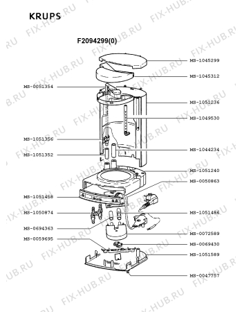 Взрыв-схема кофеварки (кофемашины) Krups F2094299(0) - Схема узла FP001571.1P2