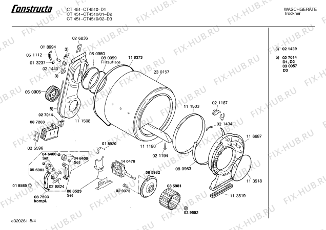 Взрыв-схема сушильной машины Constructa CT4510 - Схема узла 04