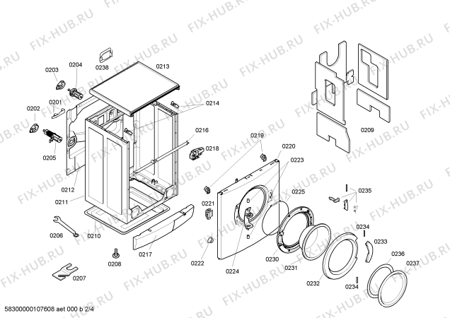Схема стиральной машины Bosch WFX3257SN Maxx Advantage WFX3257 - Схема узла 02 Взрыв-схема стиральной машины Bosch WFX3257SN Maxx Advantage WFX3257 - Схема узла 02