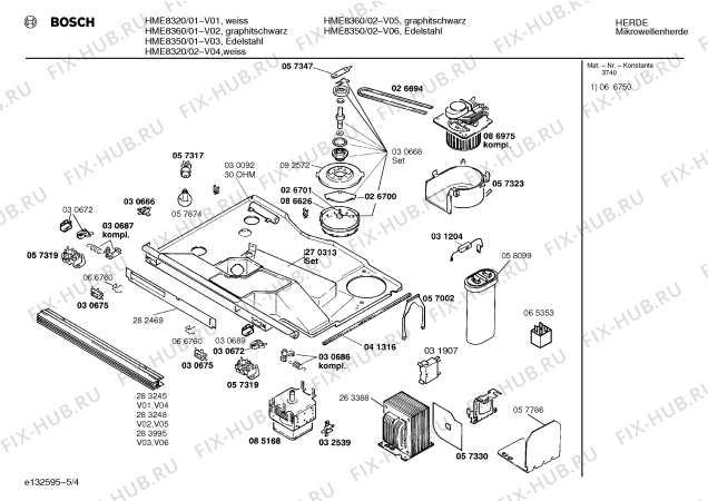 Взрыв-схема микроволновой печи Bosch HME8360 - Схема узла 04
