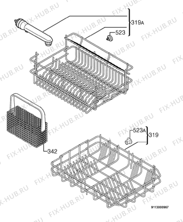 Взрыв-схема посудомоечной машины Rex IT443 - Схема узла Basket 160