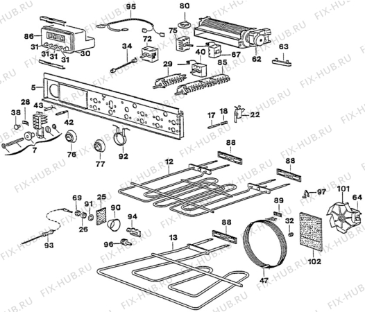 Взрыв-схема плиты (духовки) Husqvarna Electrolux QC491N2 - Схема узла H20 Panel  C