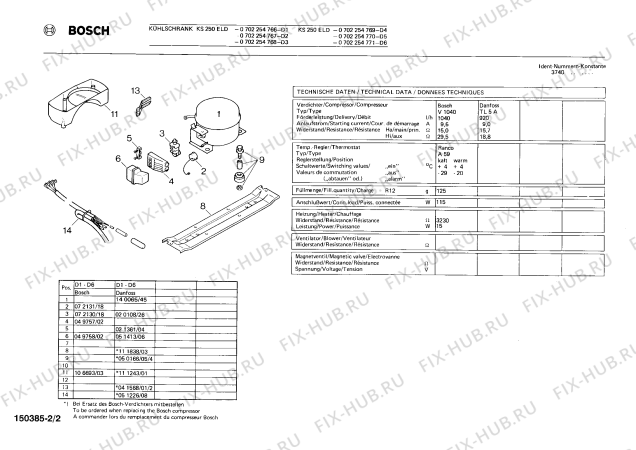 Схема №2 0702254769 KS250ELD с изображением Дверь морозильной камеры для холодильника Bosch 00107184