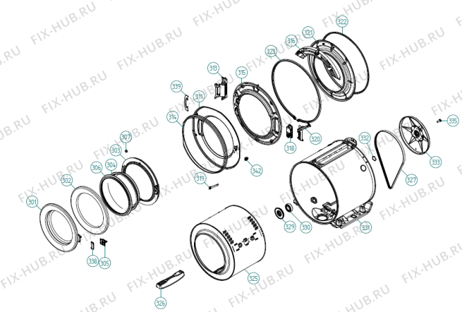 Взрыв-схема стиральной машины Asko W6984 FI RU   -Titanium (369434, WM70.3) - Схема узла 03