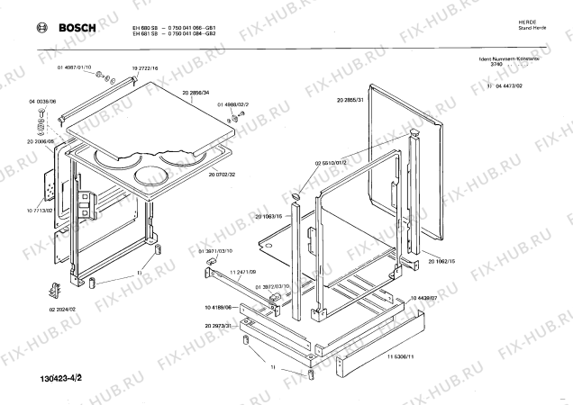 Взрыв-схема плиты (духовки) Bosch 0750041084 EH681SB - Схема узла 02