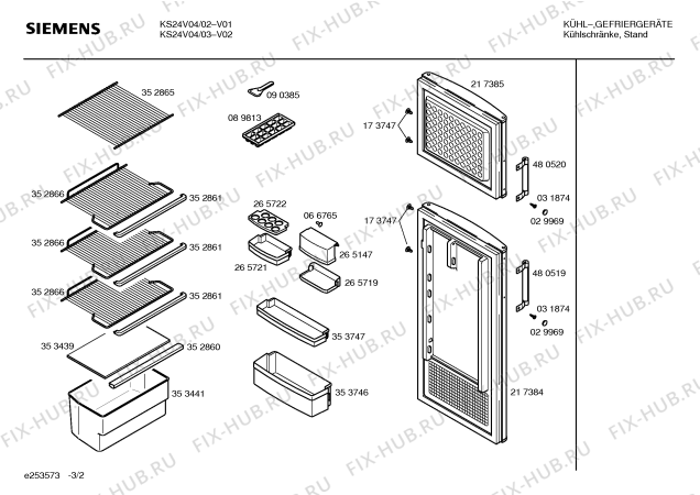 Схема №3 KS24V04 с изображением Панель для холодильной камеры Siemens 00362930