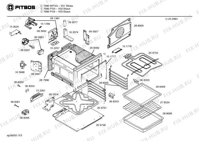 Схема №4 C7686WP с изображением Стеклокерамика для плиты (духовки) Bosch 00234332